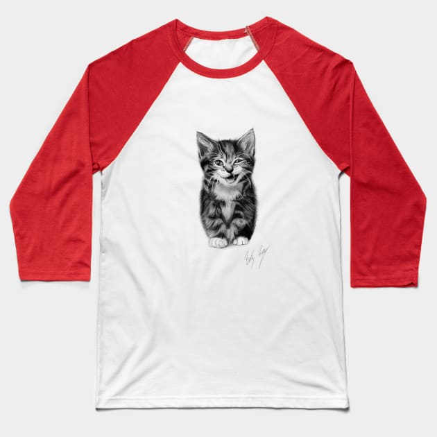 Kitten Rawr Drawing Baseball T-Shirt by artofbagci